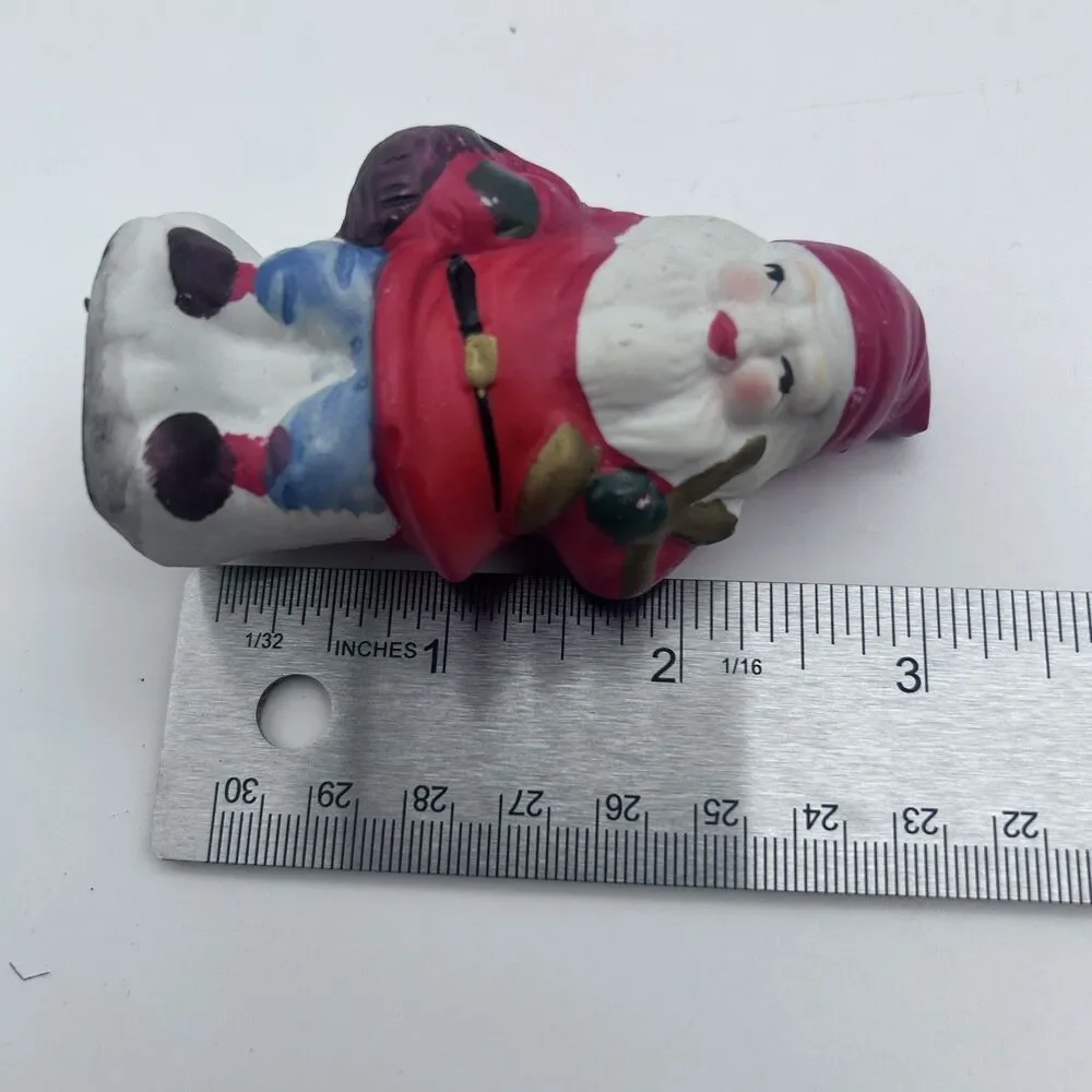 Vtg set of Santa Claus Gnome Christmas Figure 3” Porcelain Figurine (set of 4)